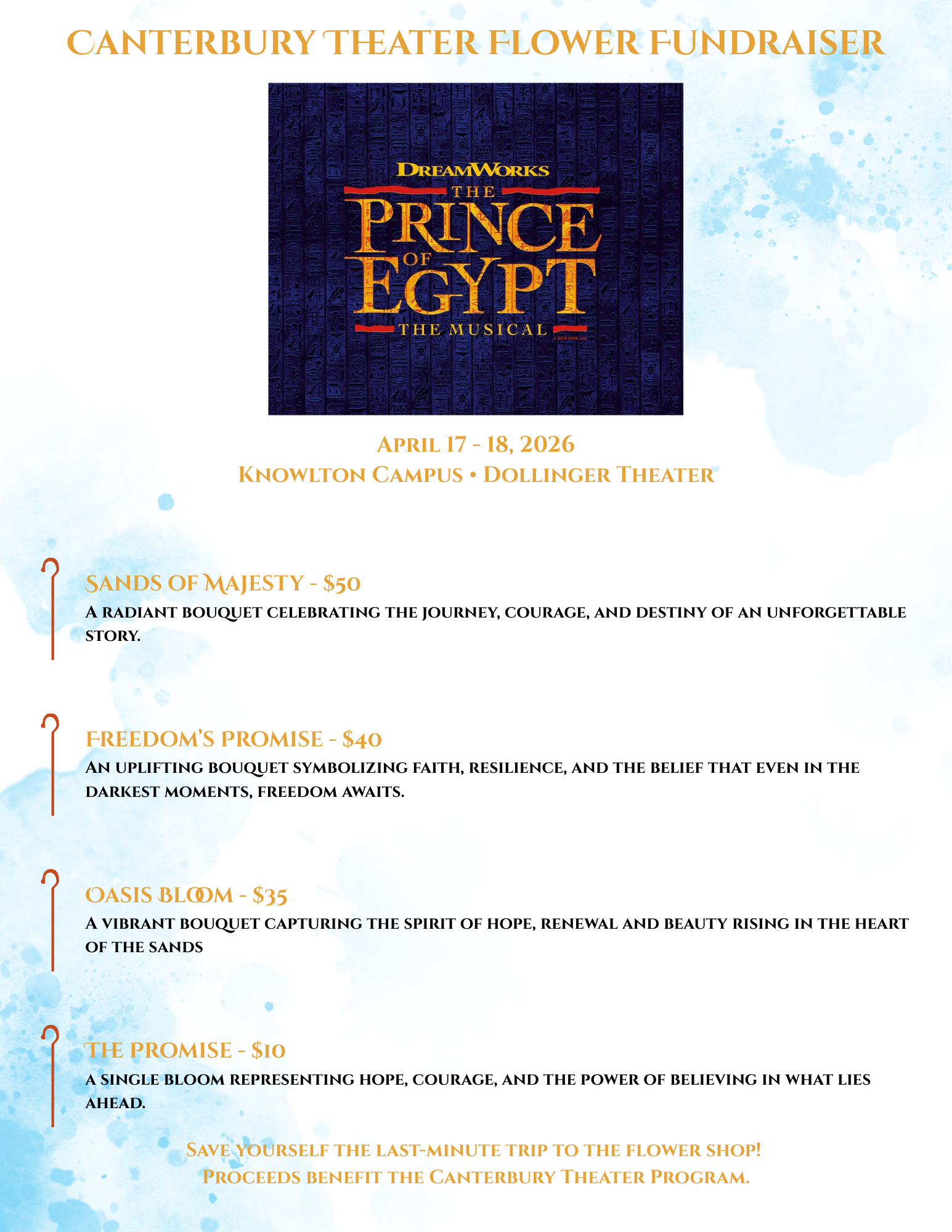 Prince of Egypt flower order