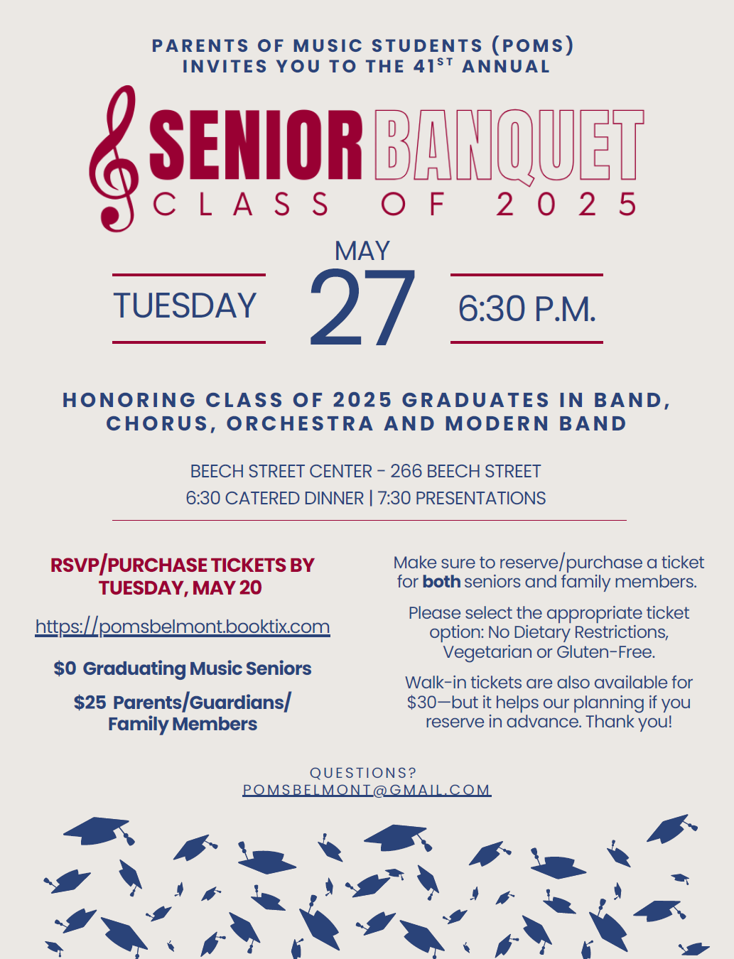 2025 Senior Music Banquet Belmont High School MA