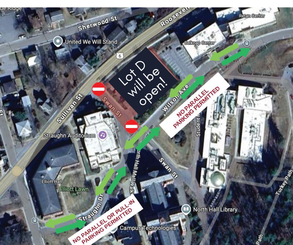 Swan Street  is closed (red). Green route is now 2 way with no parking along the road.