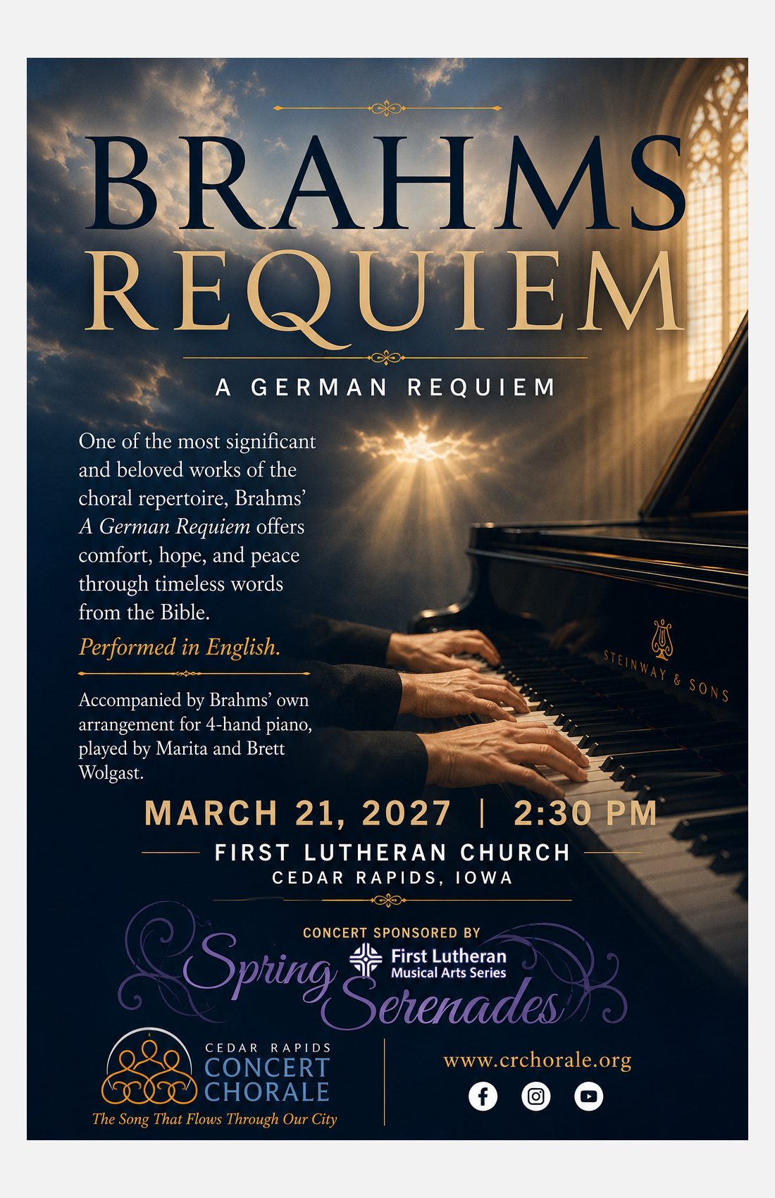Brahms Requiem, Sponsored by the First Lutheran Church Musical Arts Series